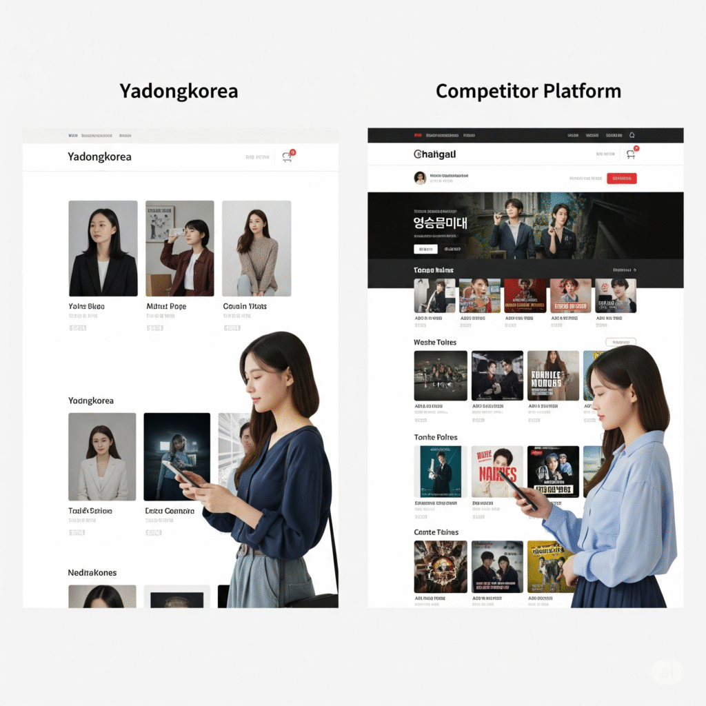 야동코리아와 경쟁 플랫폼의 메인 페이지 비교 야동코리아와 경쟁 플랫폼의 메인 페이지 비교