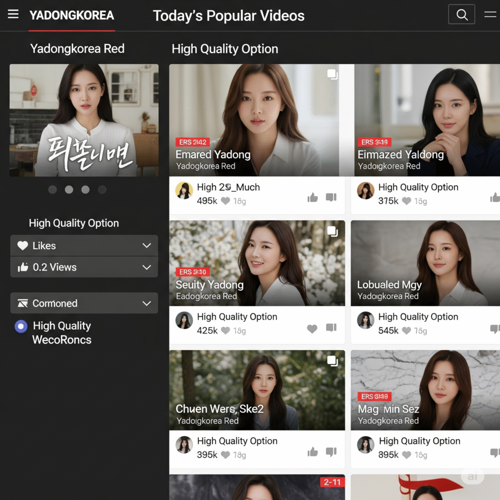 야동코리아 “오늘의 인기영상” 섹션 야동코리아 “오늘의 인기영상” 섹션