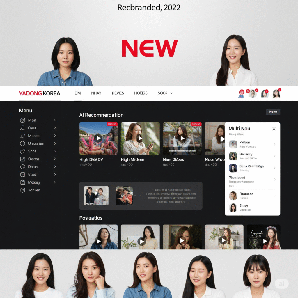 야동코리아로 리브랜딩된 메인 페이지 스크린샷(2022년)