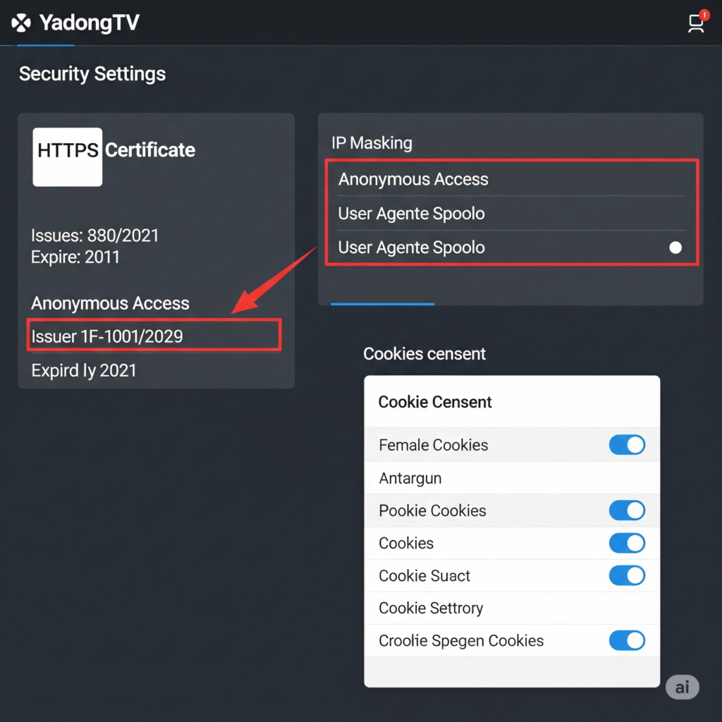 야동티비의 보안 설정 페이지 스크린샷(2021년)