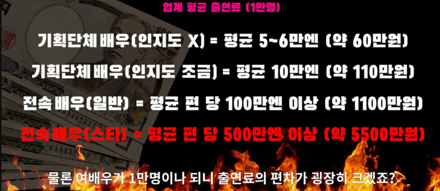 AV배우 평균 출연료