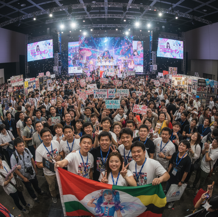 글로벌 팬들이 일본야동 관련 이벤트를 즐기는 모습.