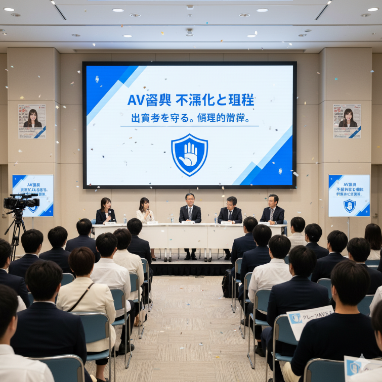 일본야동 산업의 투명성을 위한 세미나 캠페인 이미지.