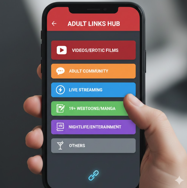 스마트폰 화면에 완벽하게 최적화된 성인 링크모음 카테고리 페이지 클로즈업.